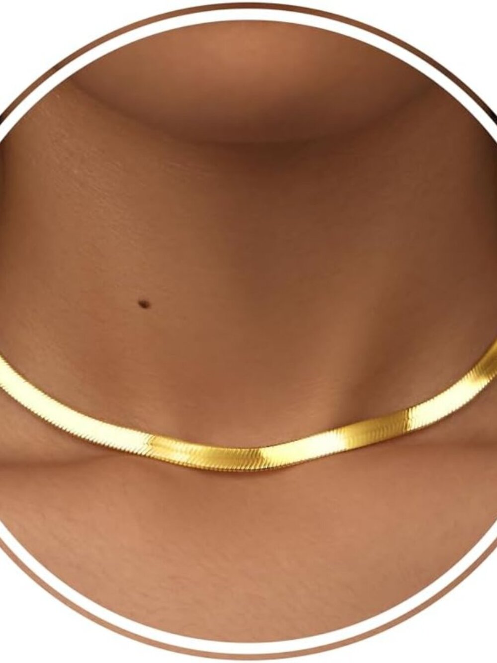 14K Gold Silver Plated Herringbone Necklace for Women, Dainty Snake Chain Choker